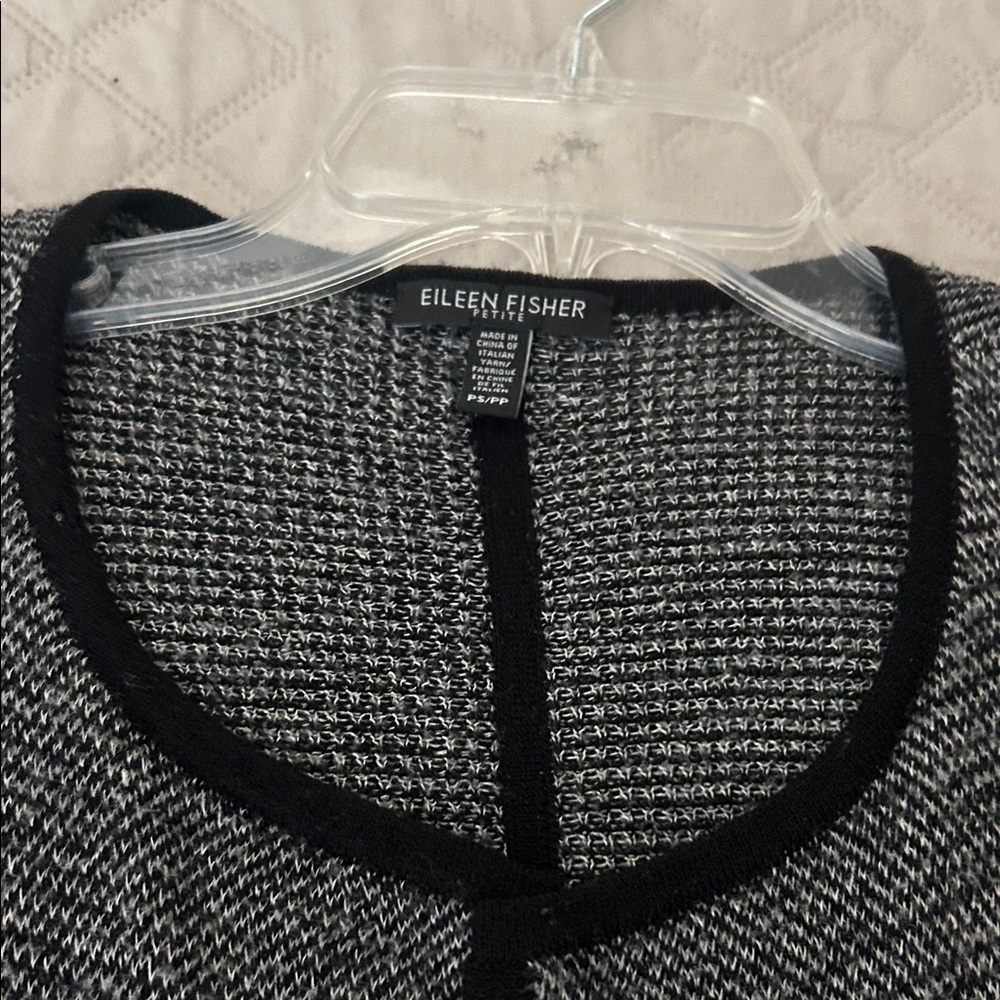 Eileen Fisher Black and Gray Open Cardigan - Picture 2 of 8